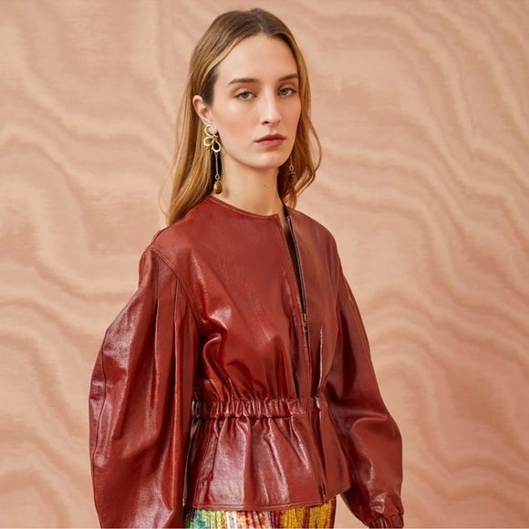 Ulla Johnson Briar Lamb Leather Jacket Mahogany Size Small NWOT - Picture 7 of 15